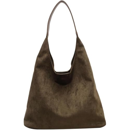 Ysaca Braune Wildledertaschen für Damen, braune Wildleder-Tragetaschen für Damen, Slouch-Tasche, Hobos-Schultertaschen für Schule, Uni, Arbeit, grün, 36cm x 13cm x 31cm von Ysaca
