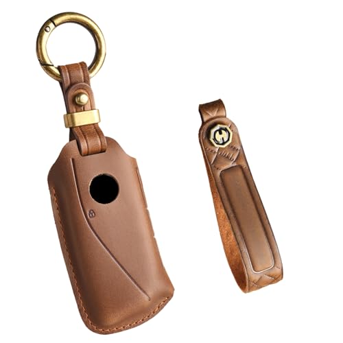 Ysbxitu 4Tasten-Schlüsselanhänger-Abdeckung Passt für BMW 2023 2024 2025 5/7 Serie I4 I5 I7 X1 X5 X6 X7 IX IX1 XM M60 Zubehör Key Cover,Autoschlüssel Tasche für Herren Leder von Ysbxitu