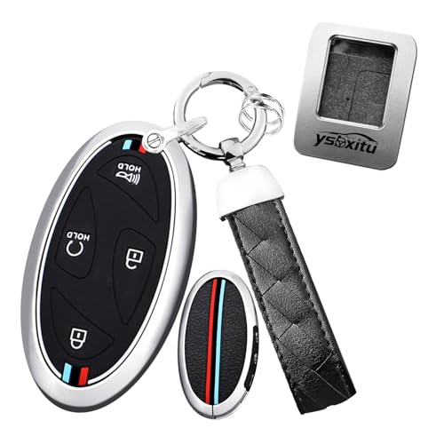 Ysbxitu 5/7 Tasten Metall Fernbedienung Schlüsselanhänger Abdeckung mit Schlüsselanhänger passend für Hyundai Ioniq 6 Azera Grandeur GN7 Kona EV 2023 2024, 5 Knöpfe, silberfarben, Medium von Ysbxitu