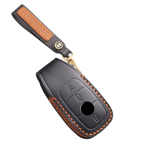 Ysbxitu Benutzerdefinierte Autoschlüssel Hülle Leder Schlüsseletui Schlüsselschutz Passt für Benz Passt für Mercedes A C E S G Klasse GLC CLE CLA GLB GLS W177 Auto-Zubehör,Tuning Geschenkidee-schwarz von Ysbxitu