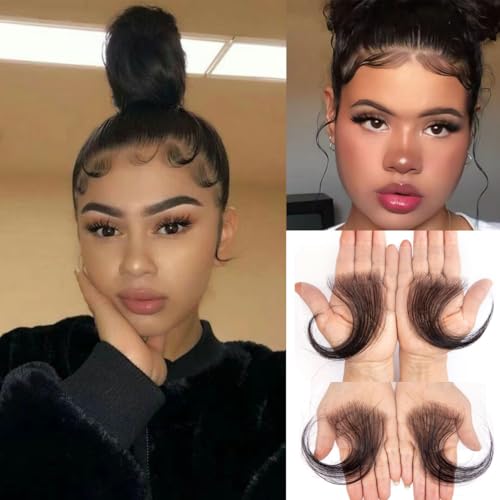 Edges Hair Top Schweizer HD-Spitze, 100% Echthaar, wiederverwendbar, atmungsaktiv, unsichtbarer Spitzen-Haaransatz, Streifen, natürliches schwarz, lockiges Babyhaar für Frauen (2 Stück "V") Edges Hair Top Schweizer HD-Spitze, 100% Echthaar, wiederverwendbar, atmungsaktiv, unsichtbarer Spitzen-Haaransatz, Streifen, natürliches schwarz, lockiges Babyhaar für Frauen (2 Stück "V") von Ysdqs Hair