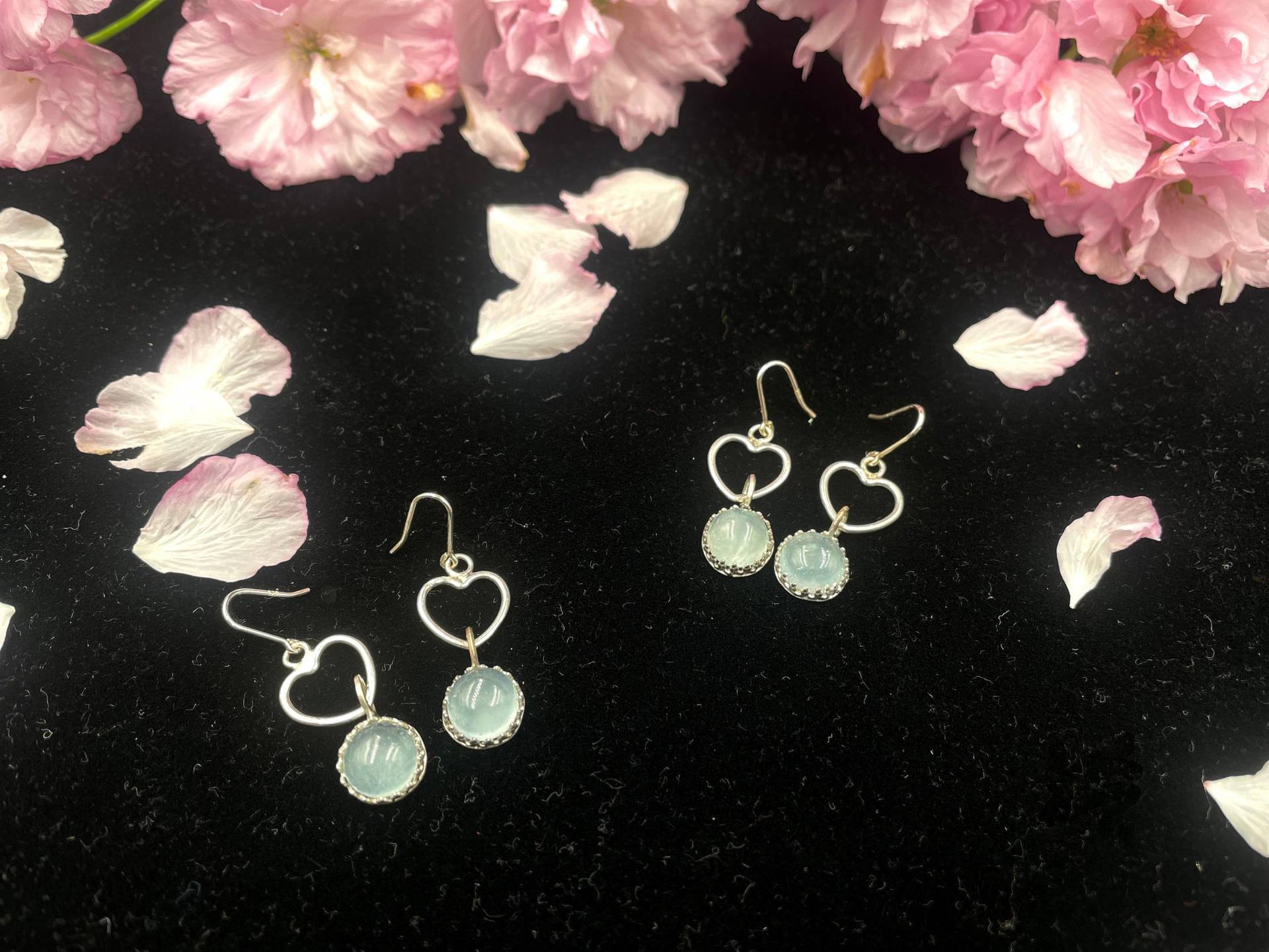 Aquamarin Ohrring, Blaue Edelstein Ohrringe, Herzform Ohrringe von YseraJewelry