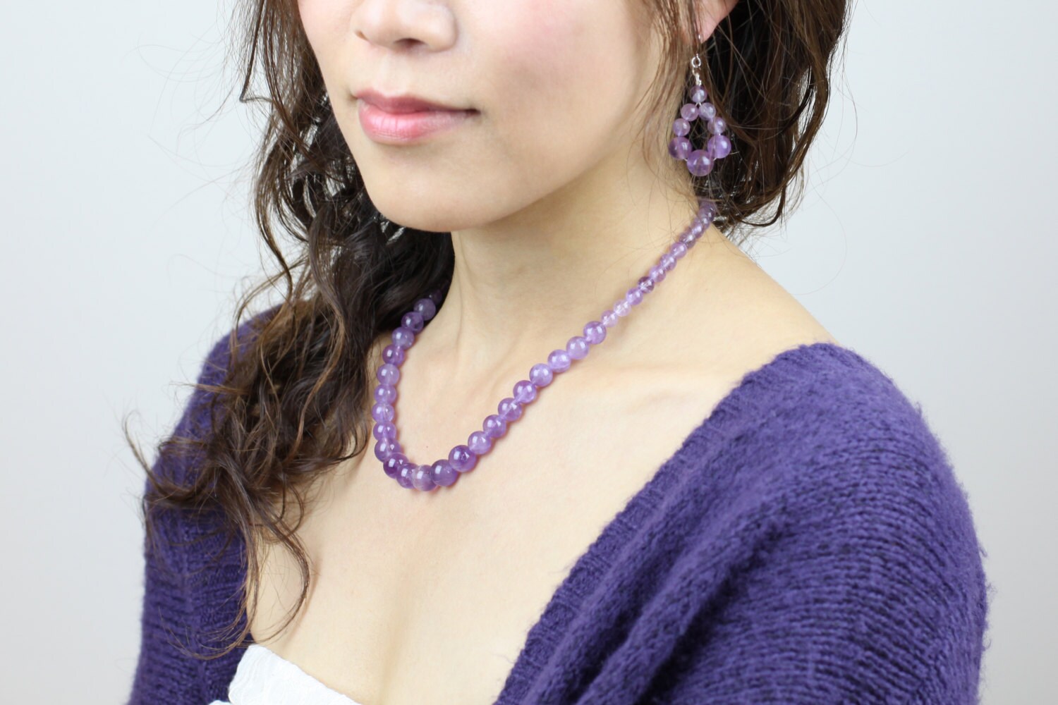 Lavender Amethyst Schmuckset, Halskette, Ohrringe, Naturgemälde Schmuck, Naturgrade Aa von YseraJewelry