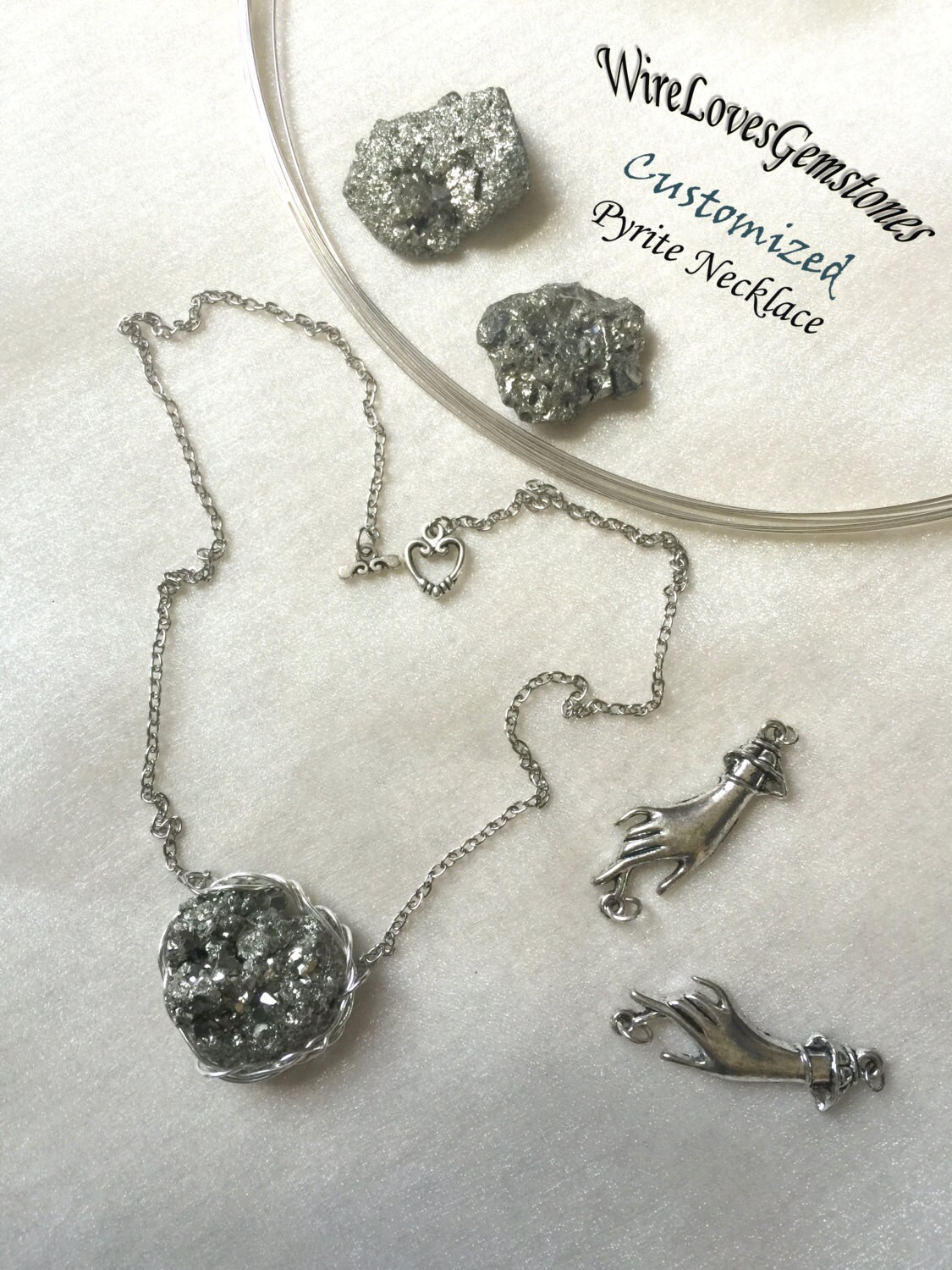 Wire Wrapped Pyrit Halskette, Personalisierte Raw Edelstein Heilstein von YseraJewelry