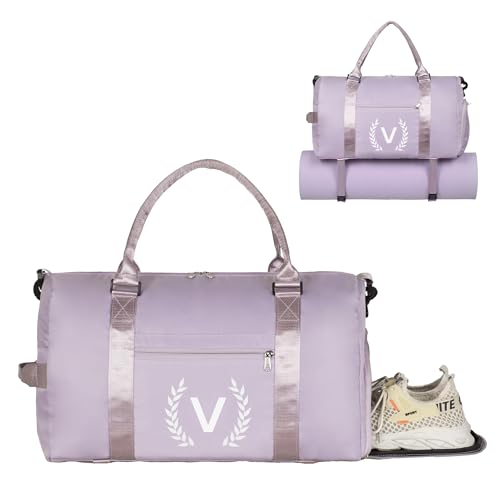 Turnbeutel für Damen, personalisierte Seesack mit Schuhfach, Sporttasche für Yoga & Tanz mit Nasstasche und Mattenriemen, Veilchen, S Turnbeutel für Damen, personalisierte Seesack mit Schuhfach, Sporttasche für Yoga & Tanz mit Nasstasche und Mattenriemen, Veilchen, S von Ysfensha
