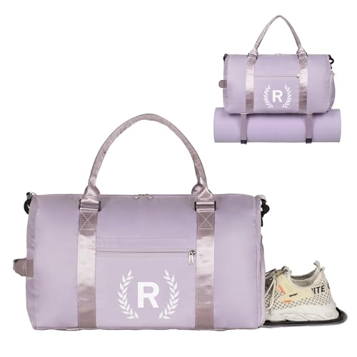 Turnbeutel für Damen, personalisierte Seesack mit Schuhfach, Sporttasche für Yoga & Tanz mit Nasstasche und Mattenriemen, Veilchen, W von Ysfensha