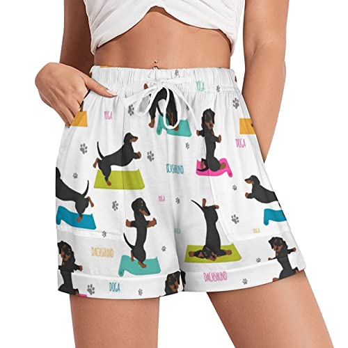 Ysidec Frauen Pyjama Shorts Strand Casual Athletic Hohe Taille Kordelzug Shorts Nachtwäsche Weiche Lounge Casual Hosen S-3XL, Dackel Hund Mehrfarbig, X-Groß Ysidec Frauen Pyjama Shorts Strand Casual Athletic Hohe Taille Kordelzug Shorts Nachtwäsche Weiche Lounge Casual Hosen S-3XL, Dackel Hund Mehrfarbig, X-Groß von Ysidec
