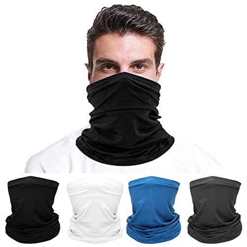 Ysimple 4 Stück Multifunktionstuch Schlauchschal Halstuch，Herren Sport Atmungsaktiv Winddicht Halsschlauch，Weich und Bequem Bandanas Loop Schal für Outdoor Skifahren Motorrad Laufen Radfahren von Ysimple