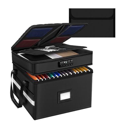 Ysislybin Dokumentenbox Feuerfest Wasserdicht, Feuerfeste wasserdichte Tasche mit Zahlenschloss Feuerfeste Dokumententasche Groß Zusammenklappbare Feuerfeste Dokumentenbox Feuerfester Koffer von Ysislybin