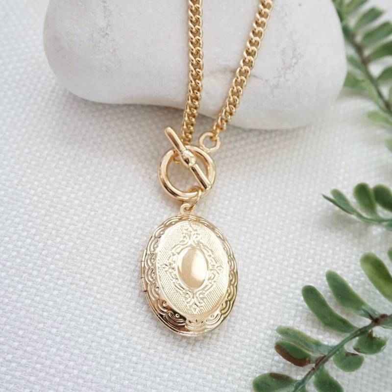 Oval Medaillon Halskette Gold Toggle Mit Anhänger Schmuck Für Foto Oder Geheime Nachricht Sinnvolles Geschenk Mutter Oma von YsmDesigns