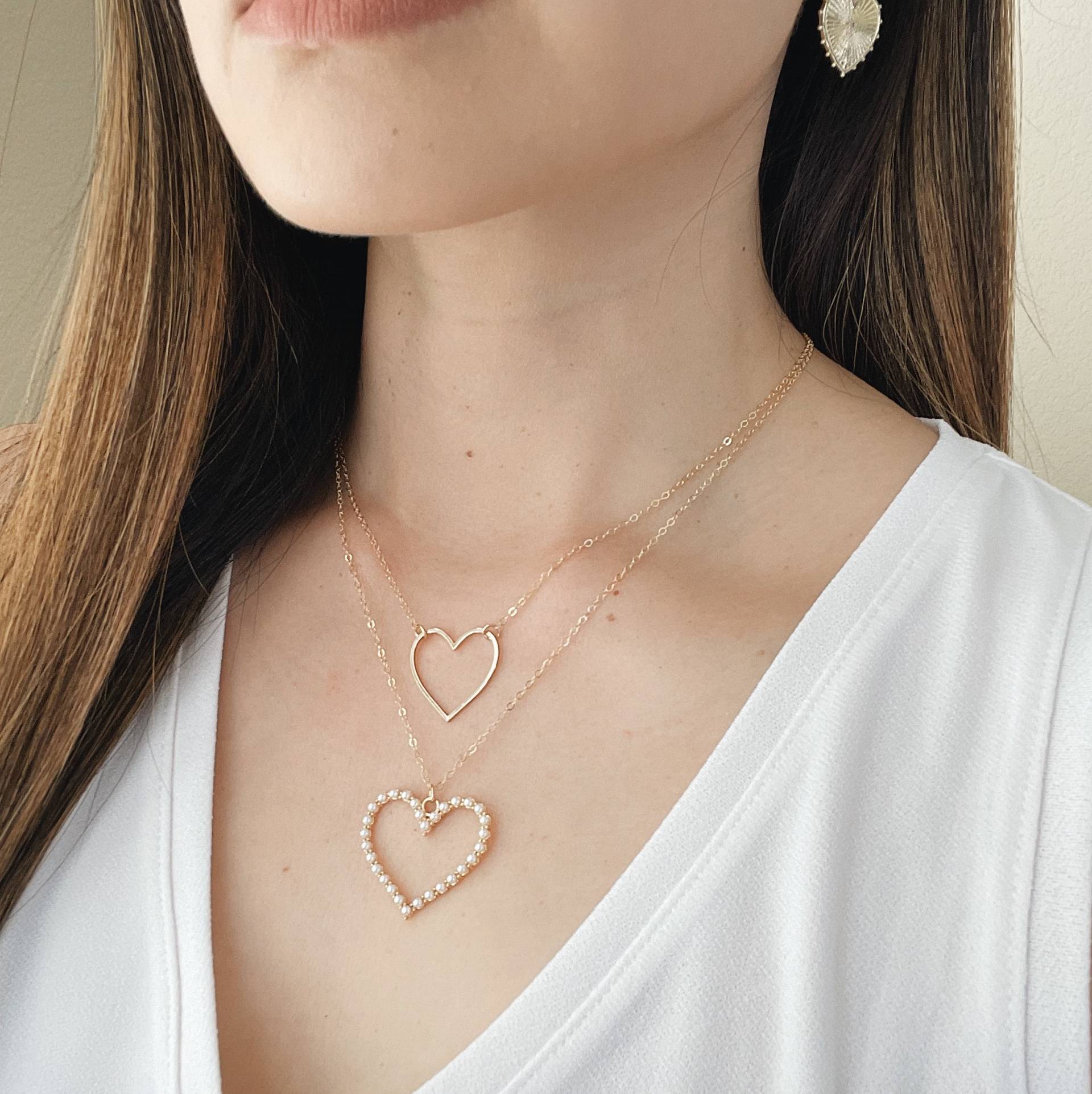 Perle Herz Halskette Zierliche Gold Anhänger Geschenk Für Mutter Vom Tochter Frau von YsmDesigns