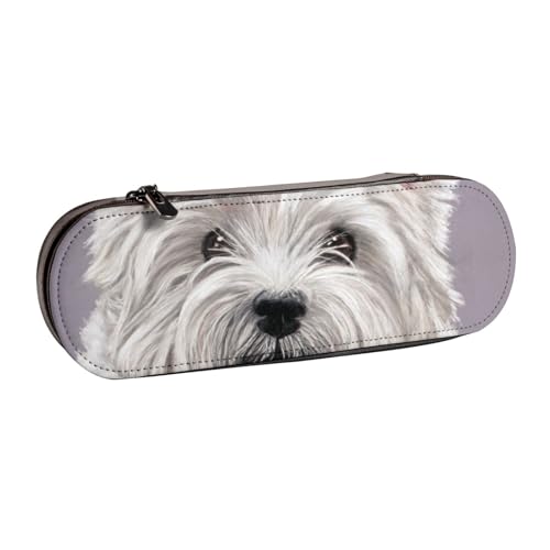 YsoLda Federmäppchen, Federmäppchen, tragbares Federmäppchen, Lederetui für das Schulbüro, niedlicher West Highland Terrier-Hund, Kunstdruck von YsoLda