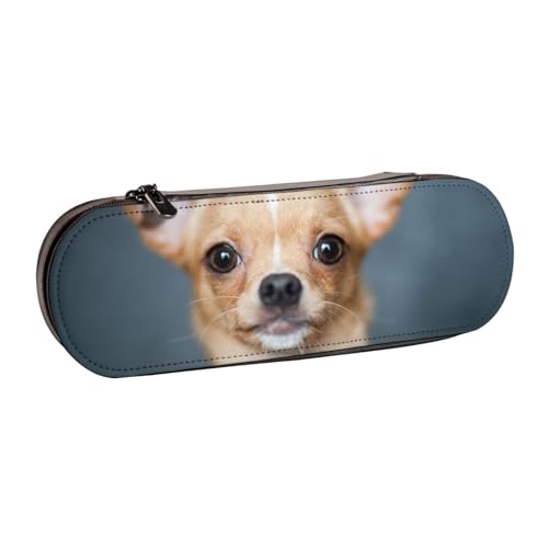 YsoLda Federmäppchen, Federmäppchen, tragbares Federmäppchen, Ledertasche für Schule, Büro, Hunde-Chihuahua von YsoLda