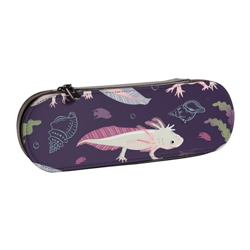 YsoLda Federmäppchen, Federmäppchen, tragbares Federmäppchen, Ledertasche für das Schulbüro, Axolotls von YsoLda