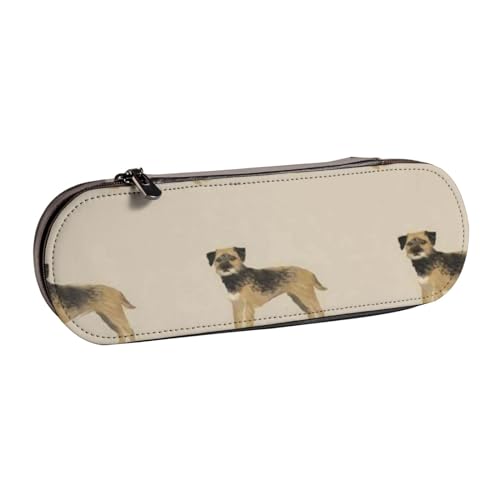 YsoLda Federmäppchen, Federmäppchen, tragbares Federmäppchen, Ledertasche für das Schulbüro, Border Terrier Dog Tan von YsoLda