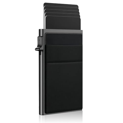 Ysruanh RFID-blockierender Kartenhalter, Pop-Up-Metallgeldbörse, ultradünn, Kreditkartenhalter mit Geldfach, minimalistische Brieftasche für Männer und Frauen, Schwarz , Einheitsgröße, Modern Ysruanh RFID-blockierender Kartenhalter, Pop-Up-Metallgeldbörse, ultradünn, Kreditkartenhalter mit Geldfach, minimalistische Brieftasche für Männer und Frauen, Schwarz , Einheitsgröße, Modern von Ysruanh