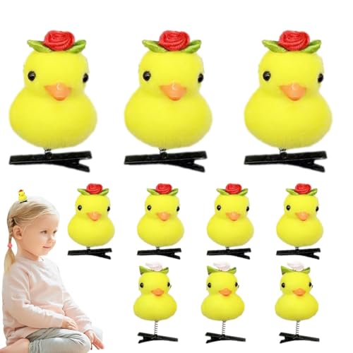 Gelbe Enten-Haarspangen | Kleine gelbe Ente Haarnadel | Haarnadeln in Entenform, 10 Stück, weiche gelbe Enten-Haarnadeln, lustige Tier-Haarspangen für Kinder und Frauen, Oster-Kopfschmuck-Zubehör von Ysvnlmjy