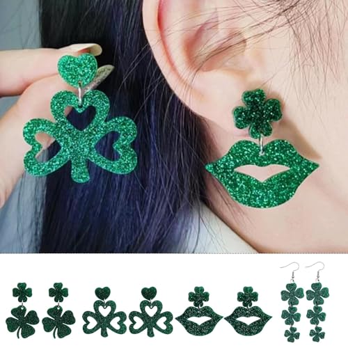 Kleeblatt-Ohrringe für Damen | Kleeblatt-Ohrringe für Mädchen | Acryl-Tropfenohrringe, irische Mode, Glücksschmuck, Kleeblatt-Ohrringe für Frauen und Mädchen von Ysvnlmjy