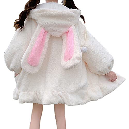 Kawaii Bunny Ear Hoodie für Mädchen Teen, Fuzzy Rabbit Pullover Jacke Mäntel Frauen Katze Print Langarm Hoodies Sweatshirts von Yu Liao