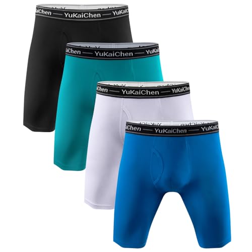 YuKaiChen Herren Boxershorts Atmungsaktive Langes Beine Unterhosen Bambusfaser Männer Unterwäsche Pack 1er & 4er, 4-pack Mischung-3, 3XL von YuKaiChen