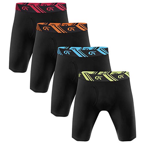 YuKaiChen Boxershorts Herren Bambus Unterhosen Männer Retroshorts Herren Langes Beine Atmungsaktive ohne einschneidenden Gummibund 4er Pack Schwarz L von YuKaiChen