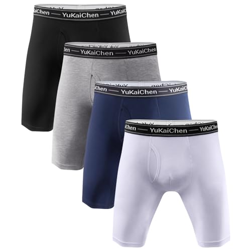 YuKaiChen Herren Boxershorts Atmungsaktive Langes Beine Unterhosen Bambusfaser Männer Unterwäsche Pack 1er & 4er von YuKaiChen