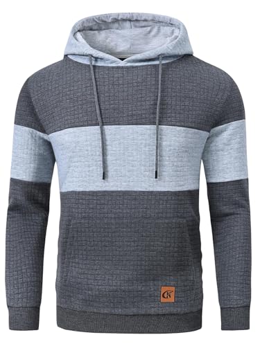 YuKaiChen Herren Pullover Herren Patchwork Hoodie Langarm Jacquard Kaputzenpullover Farbblock Sweatshirt mit Taschen Dunkelgrau Hellgrau Dunkelgrau Groß YuKaiChen Herren Pullover Herren Patchwork Hoodie Langarm Jacquard Kaputzenpullover Farbblock Sweatshirt mit Taschen Dunkelgrau Hellgrau Dunkelgrau Groß von YuKaiChen