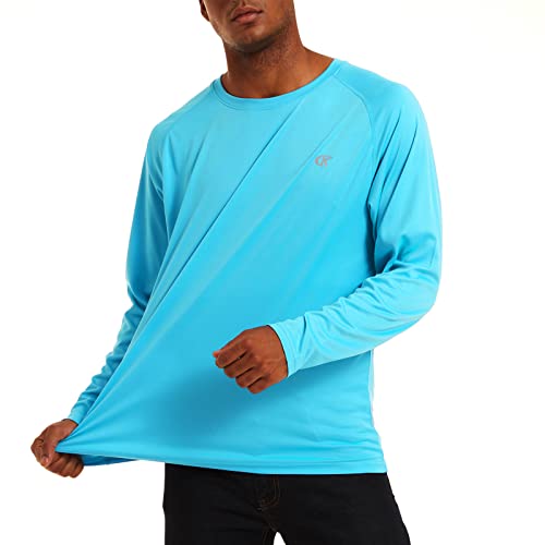 YuKaiChen Herren Rashguard Sun Shirts UPF 50+ UV-Schutz Langarm Rash Guard Badeshirt - Blau - Medium von YuKaiChen