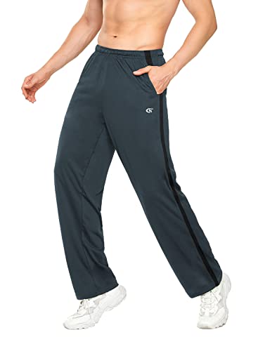 YuKaiChen Herren-Sporthose mit offenem Boden, Jogginghose, Netzstoff, Sweathose mit Taschen Gr. 27-32, Grau/Schwarz-36 von YuKaiChen