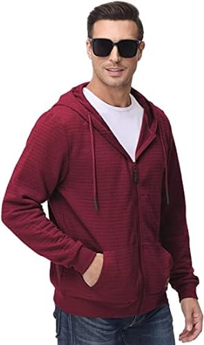 YuKaiChen Herren Sweatjacke Kapuzenjacke Hoodie Herren Langarm Full-Zip Gym Running Hoodies mit Reißverschluss Burgund M von YuKaiChen