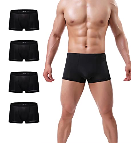 YuKaiChen Herren Unterhosen Unterhosen Seide Boxer Briefs Short Leg - Schwarz - X-Large von YuKaiChen