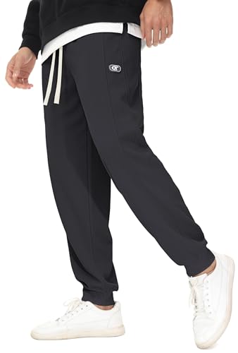 YuKaiChen Jogginghose Herren Waffelgewebe Joggers Sweathosen mit Kordelzug und Elastische Taille Herren Sweatpants mit konischem Schnitt Grau Größe 3XL von YuKaiChen