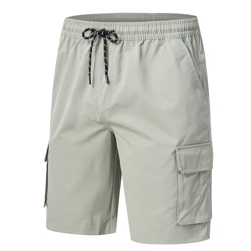 YuKaiChen Kurze Hosen Herren Cargo Shorts Chino Shorts Sommer mikroelastisches Köpergewebe Elastische Taille mit Reißverschlusstaschen Honigmelone Größe XXL von YuKaiChen