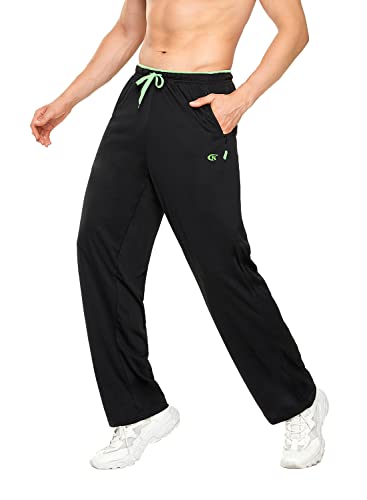 YuKaiChen Men's Athletic Open Bottom Pants Jogging Pants Mesh Mens Sweatpants with Pockets Black S von YuKaiChen