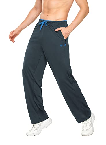 YuKaiChen Mens Athletic Open Bottom Pants Jogging Pants Mesh Mens Sweatpants with Pockets Grey L von YuKaiChen