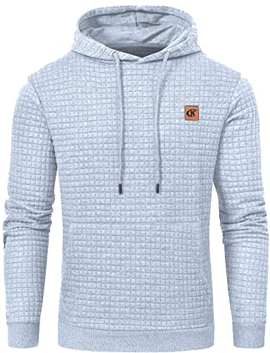 YuKaiChen Pullover Herren Arbeitspullover Waffel-Stoff Fleece Hooded Sweat Sweatshirt Hellgrau M von YuKaiChen