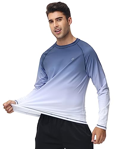 YuKaiChen Rashguard Herren UV Shirt Schwimm Shirts Langarmshirt Schnell Trocknendes Atmungsaktiv Badeshirt für Wassersport Blau verlaufend zu Weiß Größe XL von YuKaiChen