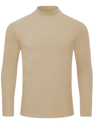 YuKaiChen Rollkragenshirt Herren Rollkragenpullover Halber Rollkragen Unterziehrolli Langarm Rollkragenpulli Basic Unterziehshirt Größe M Hellbraun von YuKaiChen