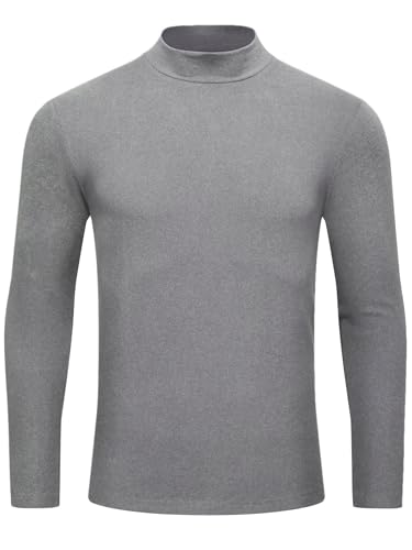 YuKaiChen Rollkragenshirt Herren Rollkragenpullover Halber Rollkragen Unterziehrolli Langarm Rollkragenpulli Basic Unterziehshirt Größe XXL Grau von YuKaiChen