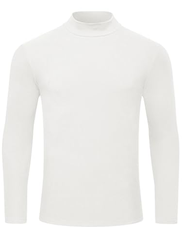 YuKaiChen Rollkragenshirt Herren Rollkragenpullover Halber Rollkragen Unterziehrolli Langarm Rollkragenpulli Basic Unterziehshirt Größe XXL Weiß von YuKaiChen