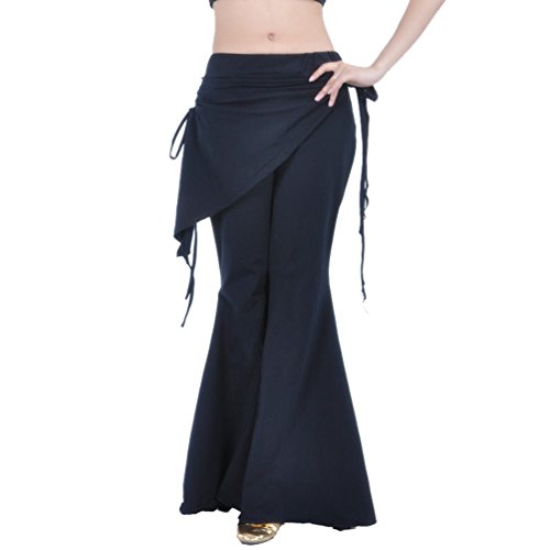 YuanDian Damen Bauchtanz Hosen Breites Bein Schlaghosen Elegante Orientalischen Arabischen Tribal Fusion Dance Performance Wrap Taille Hüfte Hosen Kleidung Schwarz von YuanDian