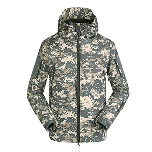 YuanDian Herren Taktisch Softshell Fleecejacke Camouflage Militär Hoodie Outdoor Wandern Camping Warm Innenfutter Winddicht Wasserdicht Mantel Jacken Skijacke ACU XL von YuanDian