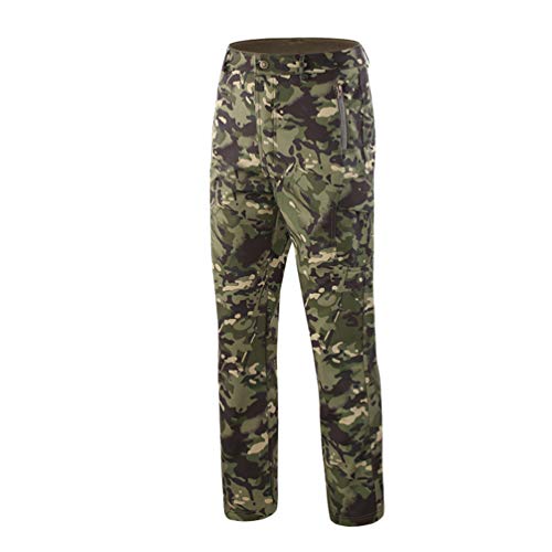 YuanDian Herren Herbst Winter Outdoor Taktische Camouflage Hosen Fleece Gefüttert Softshell Wasserdicht Militär Combat Army Wanderhosen Jagd Trekking Skihose Tarnhose Grüner CP 3XL von YuanDiann