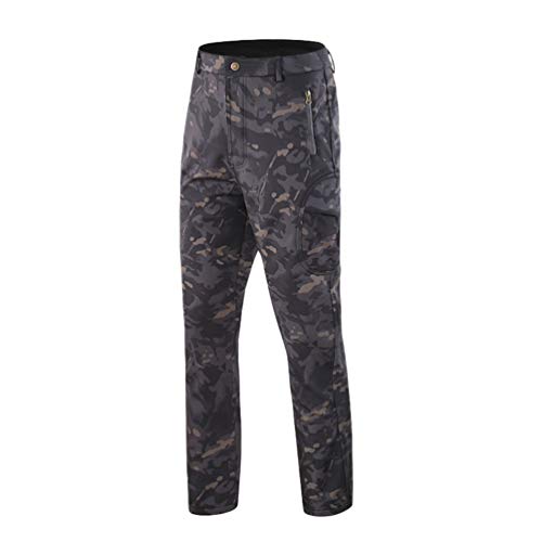 YuanDian Herren Herbst Winter Outdoor Taktische Camouflage Hosen Fleece Gefüttert Softshell Wasserdicht Militär Combat Army Wanderhosen Jagd Trekking Skihose Tarnhose Schwarzer CP XL von YuanDiann