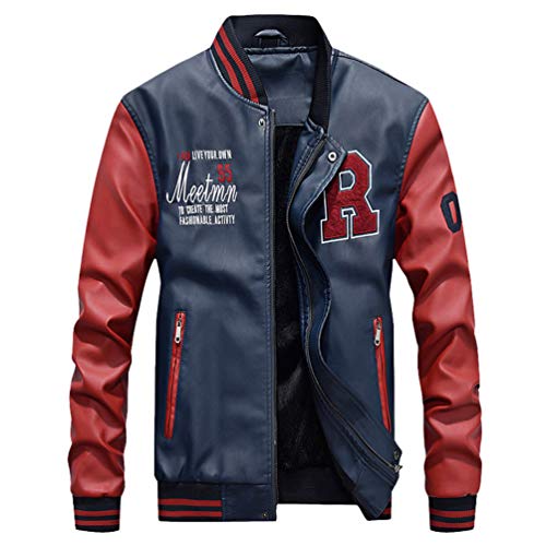 YuanDian Herren Kunstleder Baseball College Jacke Herbst Winter Casual Stehkragen Stickerei Vintage Bomber Piloten Jacke Mäntel Fliegerjacke übergangsjacke Blouson Lederimitat Saphir + Rot 4XL YuanDian Herren Kunstleder Baseball College Jacke Herbst Winter Casual Stehkragen Stickerei Vintage Bomber Piloten Jacke Mäntel Fliegerjacke übergangsjacke Blouson Lederimitat Saphir + Rot 4XL von YuanDiann