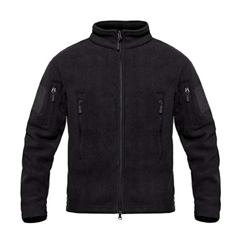 YuanDian Herren Outdoor Fleecejacke Softshelljacke Herbst Winter Stehkragen Multi-Tasche Military Armee Combat Tactical Trekking Wander Jagd Mantel Winddicht Atmungsaktive Warm Jacke Schwarz M von YuanDiann