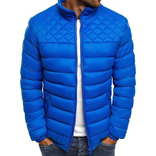 YuanDian Herren Rhombus Steppjacke Stehkragen ohne Kapuze Warm Daunen Baumwolle Stepp Gepolstert Leichte übergangsmantel Mäntel Gefütterte Daunenjacke Königsblau XXL von YuanDiann