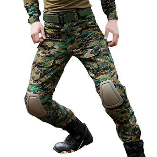 YuanDian Herren Taktisch Camouflage Hose Militär Outdoor Multi-Taschen Atmungsaktiv Wasserdicht Armee Kampf Camo Trekking Jagd Wandern Camping Cargo Arbeit Hose Digitaler Dschungel 30 von YuanDiann