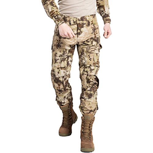 YuanDian Herren Taktisch Camouflage Hose Militär Outdoor Multi-Taschen Atmungsaktiv Wasserdicht Armee Kampf Camo Trekking Jagd Wandern Camping Cargo Arbeit Hose Wüste Python Muster 32 von YuanDiann