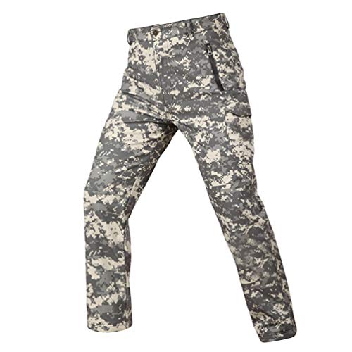 YuanDian Herren Taktisch Camouflage Softshell Hose Fleece Gefütterte Militär Army Outdoor Wanderhose Trekking Hose Wasserdicht Warm Verdicken Jagd Camping Ski Camo Hosen ACU L von YuanDiann